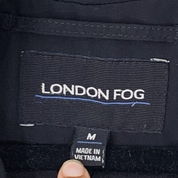 London Fog Women M Black Trench Coat  Button Front Hooded Classic Chic Travel - Picture 8 of 13